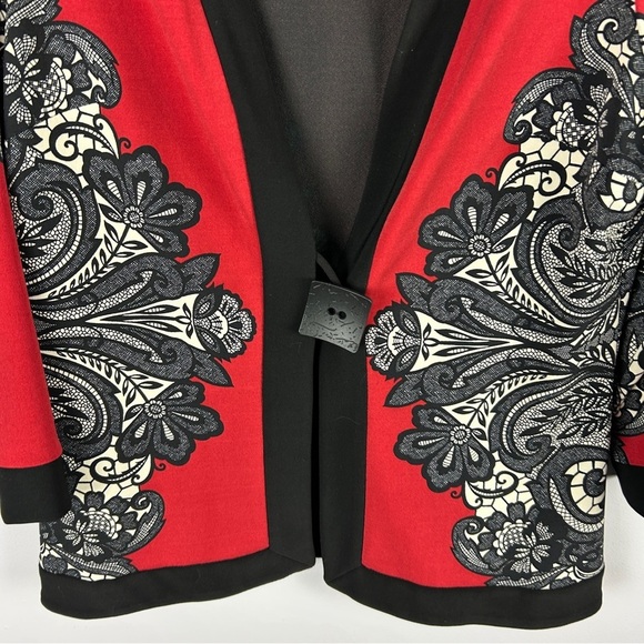 Joseph Ribkoff Red and Black Patterned Blazer - Picture 4 of 12